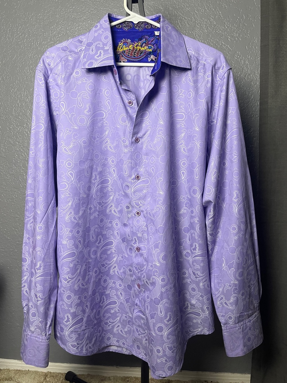 Robert Graham Men’s Lavender Paisley Dress Shirt (XL)